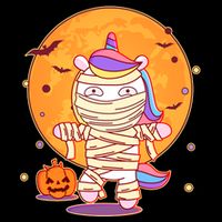 Cute Funny Halloween Unicorn Mummy Flatbill Hat