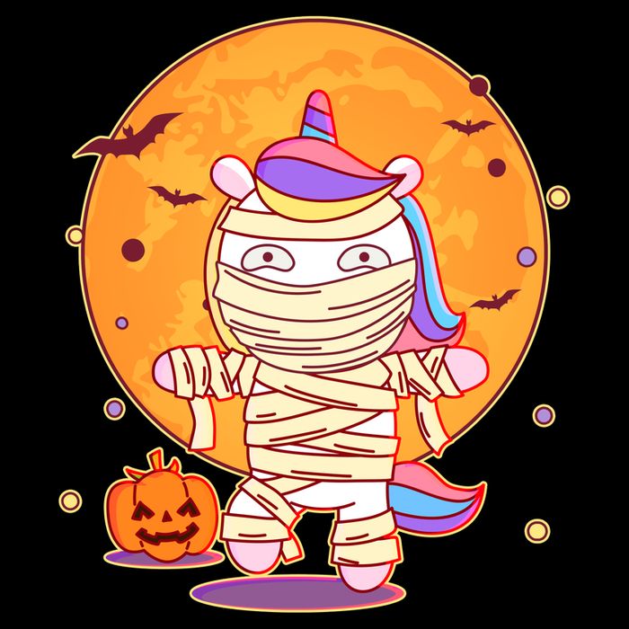Cute Funny Halloween Unicorn Mummy Flatbill Hat