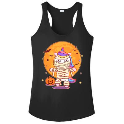 Cute Funny Halloween Unicorn Mummy Ladies PosiCharge Competitor Racerback Tank