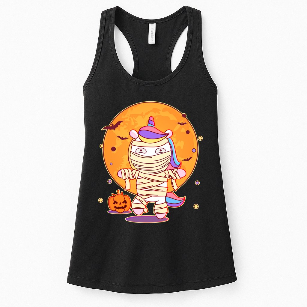 Cute Funny Halloween Unicorn Mummy Womens Tank Top