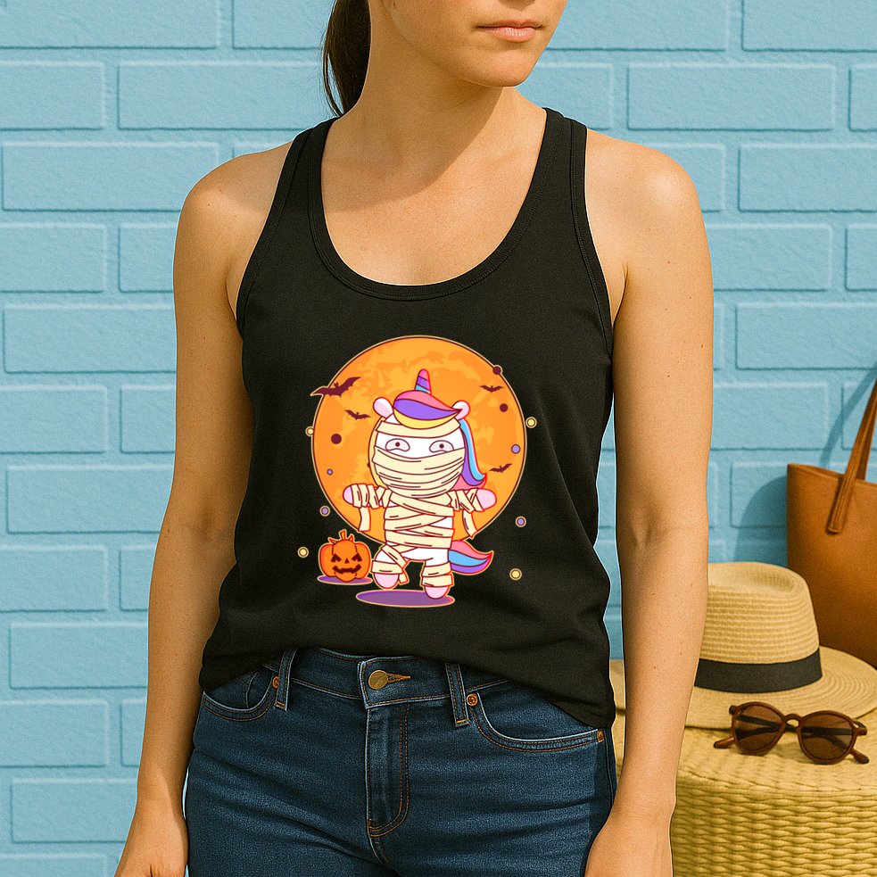 Cute Funny Halloween Unicorn Mummy Womens Tank Top