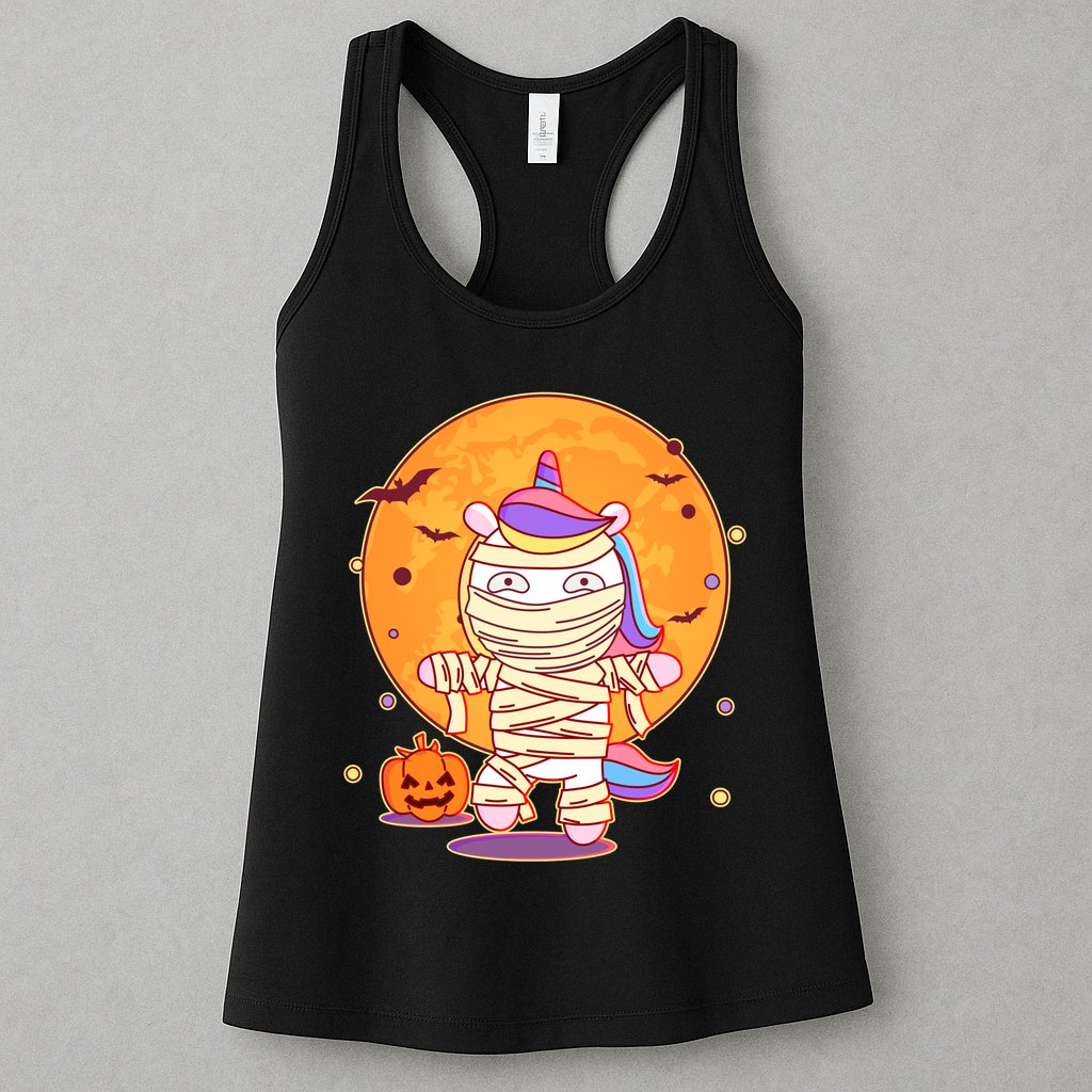 Cute Funny Halloween Unicorn Mummy Womens Tank Top