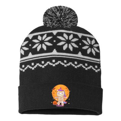 Cute Funny Halloween Unicorn Mummy USA-Made Snowflake Beanie