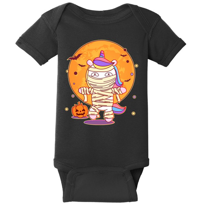 Cute Funny Halloween Unicorn Mummy Baby Bodysuit