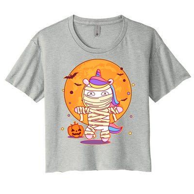 Cute Funny Halloween Unicorn Mummy Women's Crop Top Tee