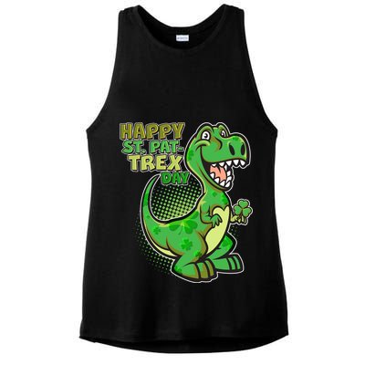 Cute Funny Happy St Pat-Trex Day Ladies PosiCharge Tri-Blend Wicking Tank