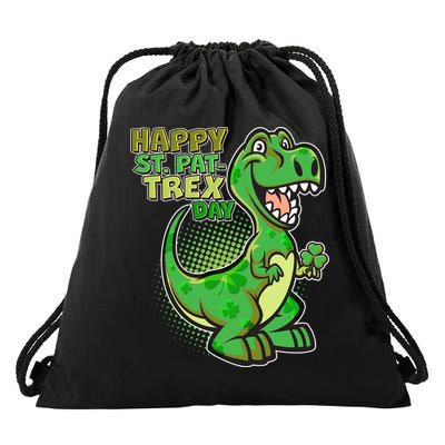Cute Funny Happy St Pat-Trex Day Drawstring Bag