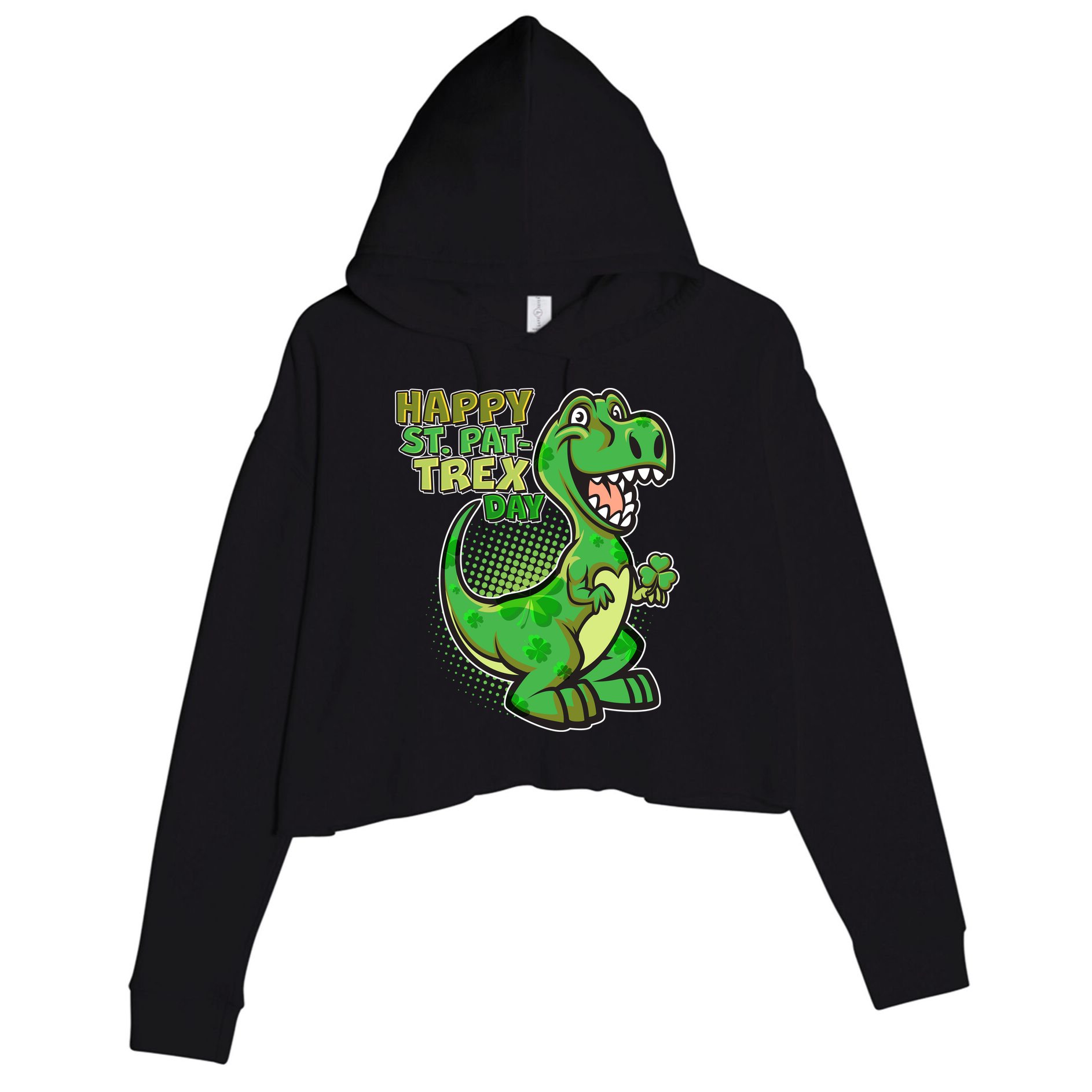Cute Funny Happy St Pat-Trex Day Crop Fleece Hoodie