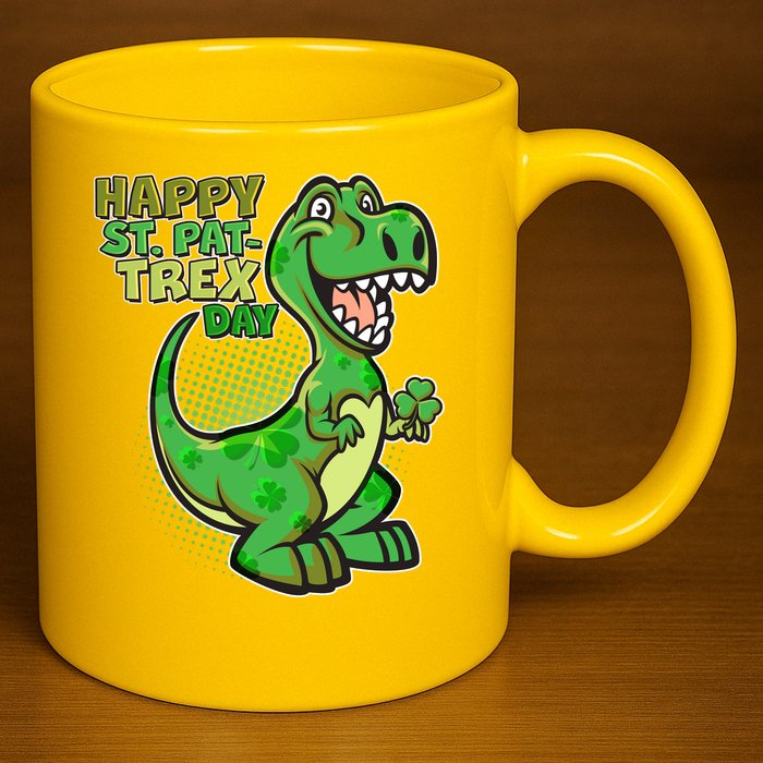 Cute Funny Happy St Pat-Trex Day 11oz C Handle Ceramic Mug