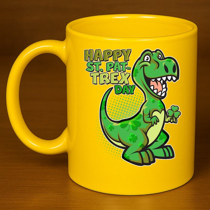 Cute Funny Happy St Pat-Trex Day 11oz C Handle Ceramic Mug