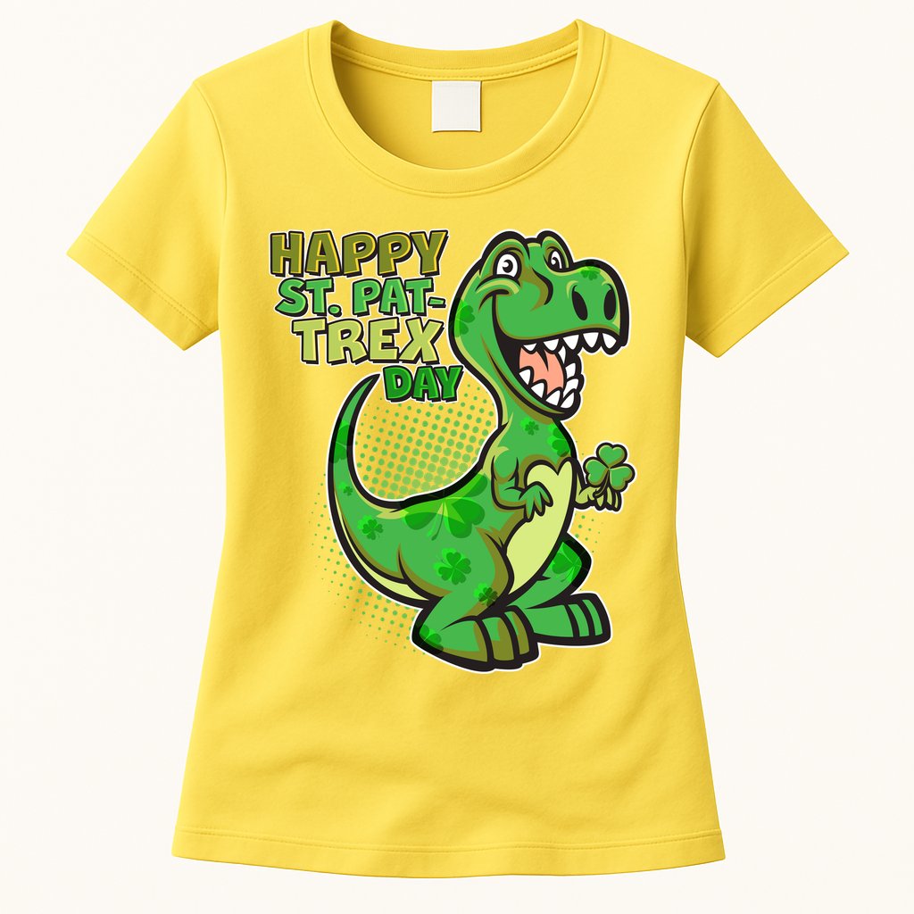 Cute Funny Happy St Pat-Trex Day Womens T-Shirt