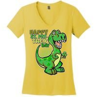 Cute Funny Happy St Pat-Trex Day Women's V-Neck T-Shirt