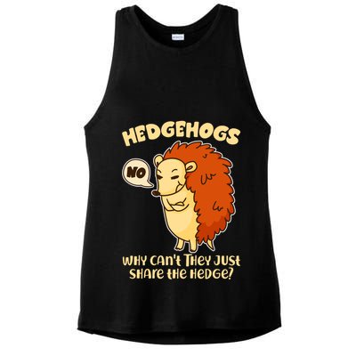 Cute Funny Hedgehogs Why Can't They Just Share the Hedge? Ladies PosiCharge Tri-Blend Wicking Tank