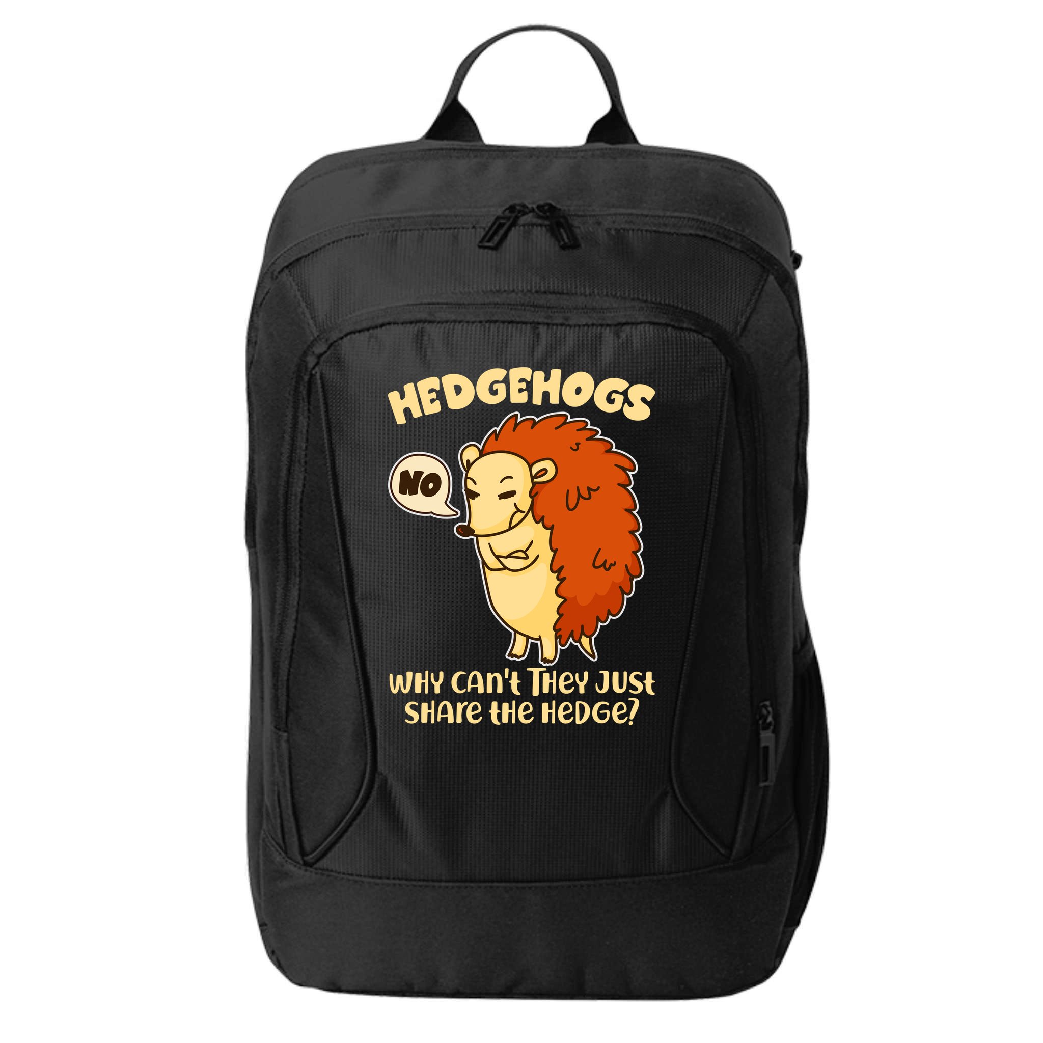 Cute Funny Hedgehogs Why Can't They Just Share the Hedge? City Backpack