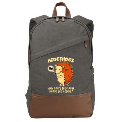 Cute Funny Hedgehogs Why Can't They Just Share the Hedge? Cotton Canvas Backpack