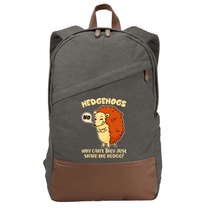 Cute Funny Hedgehogs Why Can't They Just Share the Hedge? Cotton Canvas Backpack