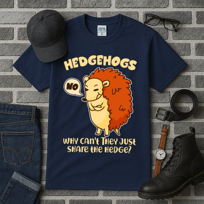 Cute Funny Hedgehogs Why Can't They Just Share the Hedge? Tall T-Shirt