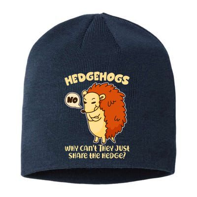 Cute Funny Hedgehogs Why Can't They Just Share the Hedge? Sustainable Beanie