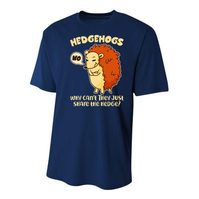 Cute Funny Hedgehogs Why Can't They Just Share the Hedge? Youth Performance Sprint T-Shirt