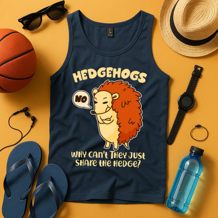 Cute Funny Hedgehogs Why Can't They Just Share the Hedge? Tank Top