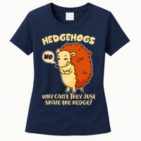 Cute Funny Hedgehogs Why Can't They Just Share the Hedge? Womens T-Shirt