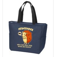 Cute Funny Hedgehogs Why Can't They Just Share the Hedge? Zip Tote Bag