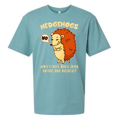 Cute Funny Hedgehogs Why Can't They Just Share the Hedge? Sueded Cloud Jersey T-Shirt