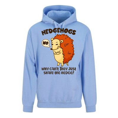 Cute Funny Hedgehogs Why Can't They Just Share the Hedge? Unisex Surf Hoodie