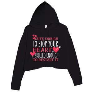 Cute Funny Nurse Meme Crop Fleece Hoodie