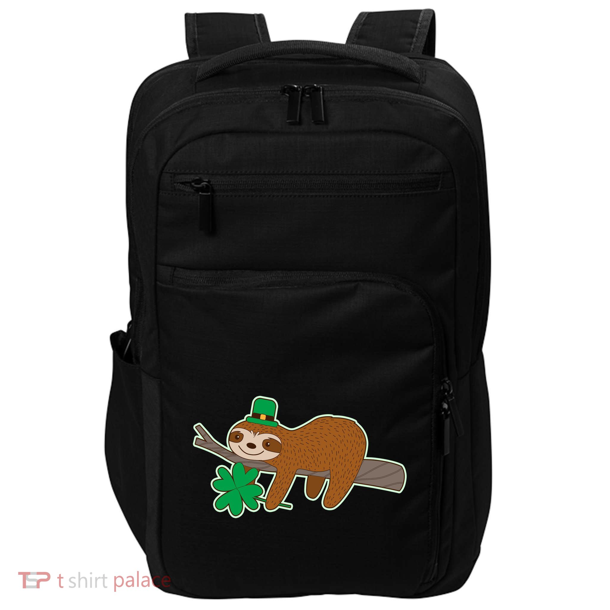 Cute Funny St Patrick's Day Sloth Impact Tech Backpack
