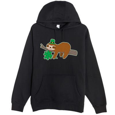 Cute Funny St Patrick's Day Sloth Premium Pullover Hoodie