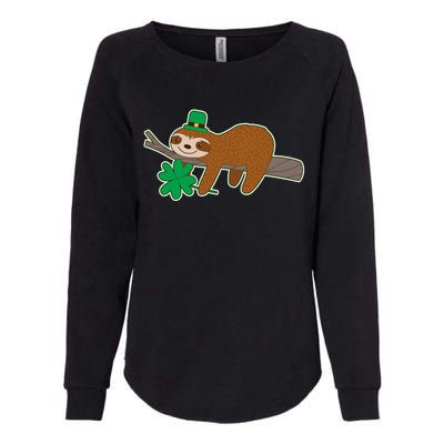 Cute Funny St Patrick's Day Sloth Womens California Wash Sweatshirt