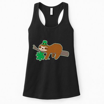Cute Funny St Patrick's Day Sloth Womens Tank Top