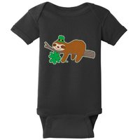 Cute Funny St Patrick's Day Sloth Baby Bodysuit