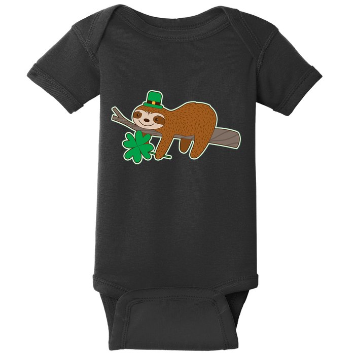 Cute Funny St Patrick's Day Sloth Baby Bodysuit