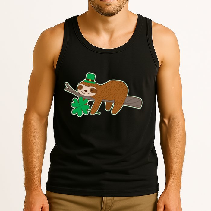 Cute Funny St Patrick's Day Sloth Tank Top