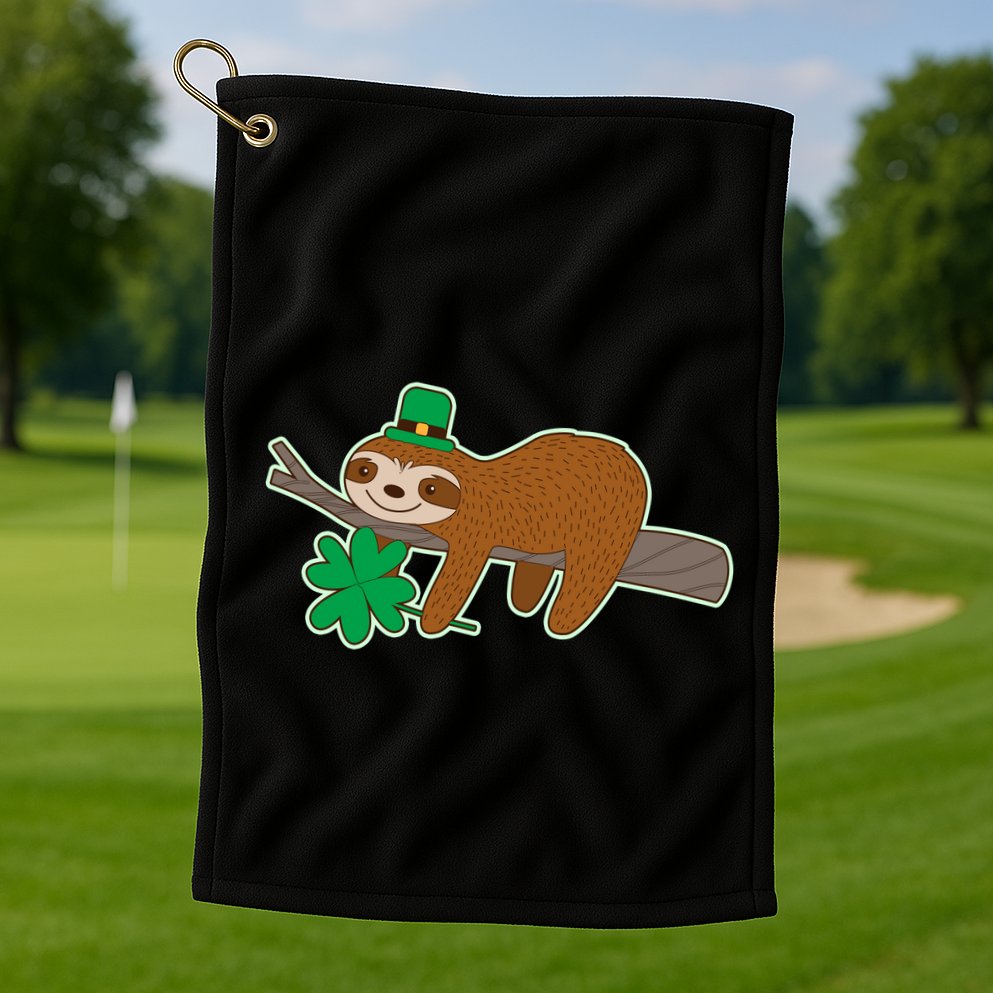 Cute Funny St Patrick's Day Sloth Golf Towel