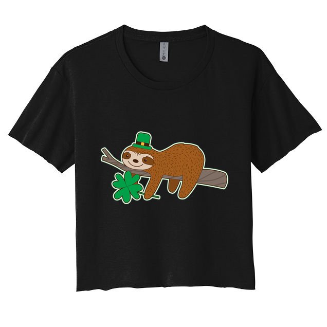 Cute Funny St Patrick's Day Sloth Crop Top