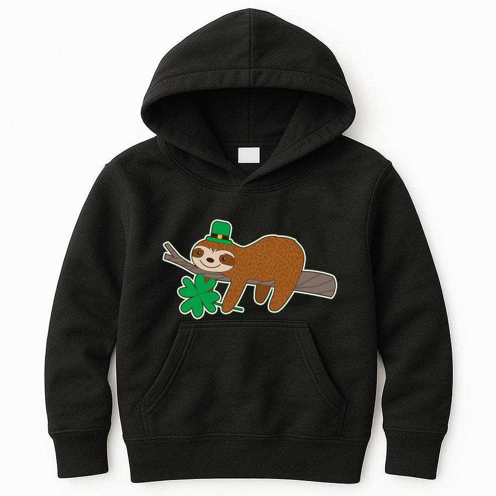 Cute Funny St Patrick's Day Sloth Kids Hoodie