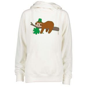 Cute Funny St Patrick's Day Sloth Womens Funnel Neck Pullover Hood