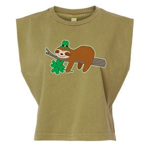 Cute Funny St Patrick's Day Sloth Garment-Dyed Women's Muscle Tee