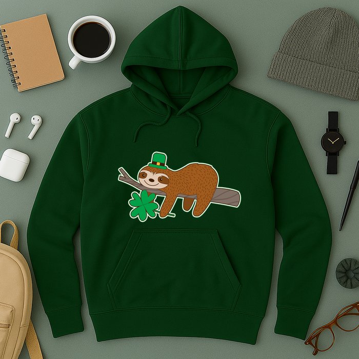 Cute Funny St Patrick's Day Sloth Hoodie