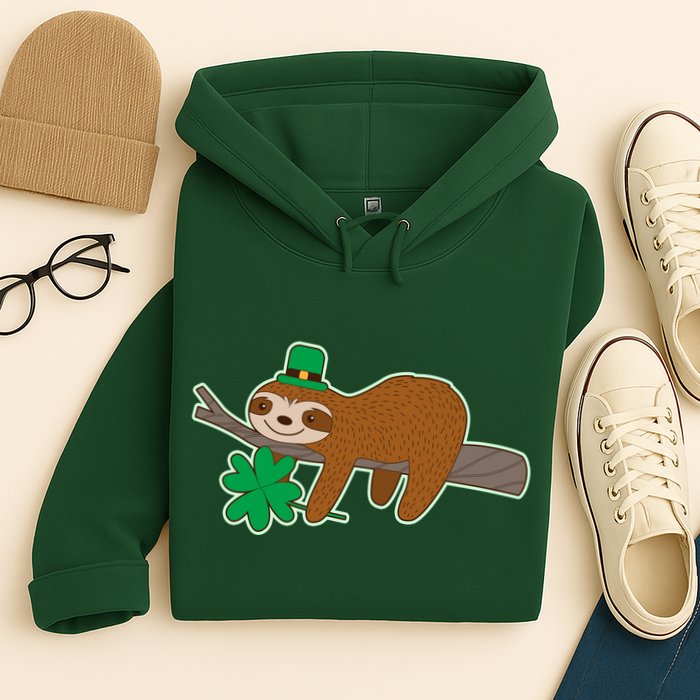 Cute Funny St Patrick's Day Sloth Hoodie