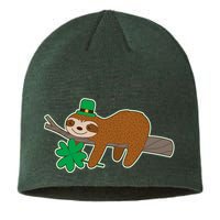 Cute Funny St Patrick's Day Sloth Sustainable Beanie