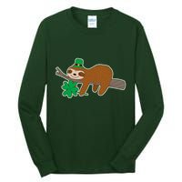 Cute Funny St Patrick's Day Sloth Tall Long Sleeve T-Shirt