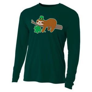 Cute Funny St Patrick's Day Sloth Cooling Performance Long Sleeve Crew