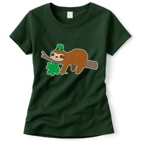 Cute Funny St Patrick's Day Sloth Womens T-Shirt