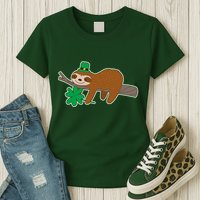 Cute Funny St Patrick's Day Sloth Womens T-Shirt