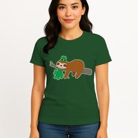 Cute Funny St Patrick's Day Sloth Womens T-Shirt