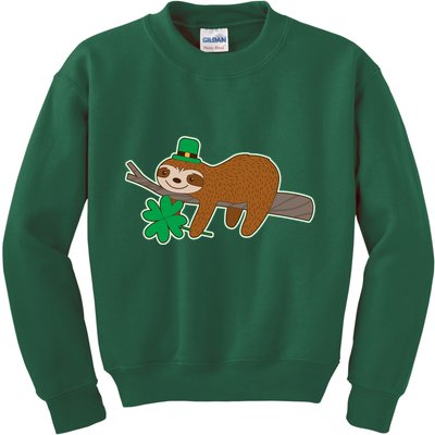 Cute Funny St Patrick's Day Sloth Kids Sweatshirt